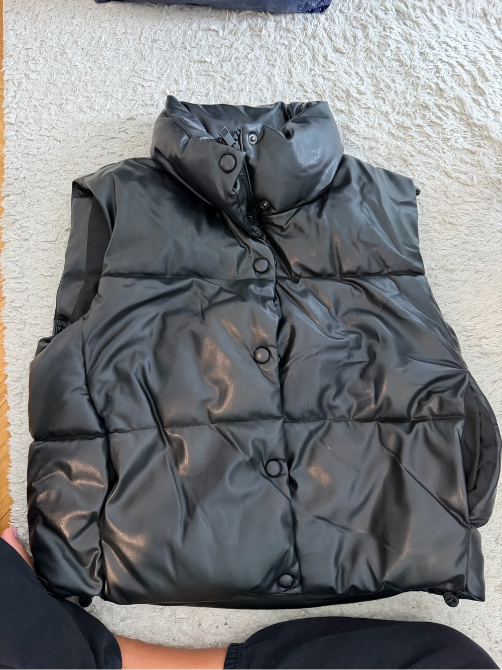 Zara Black Quilted Puffer Vest with High Collar
